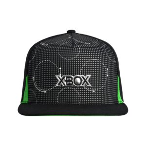 microsoft xbox baseball hat, skater adult snapback hat with flat brim, baseball cap, black, one size