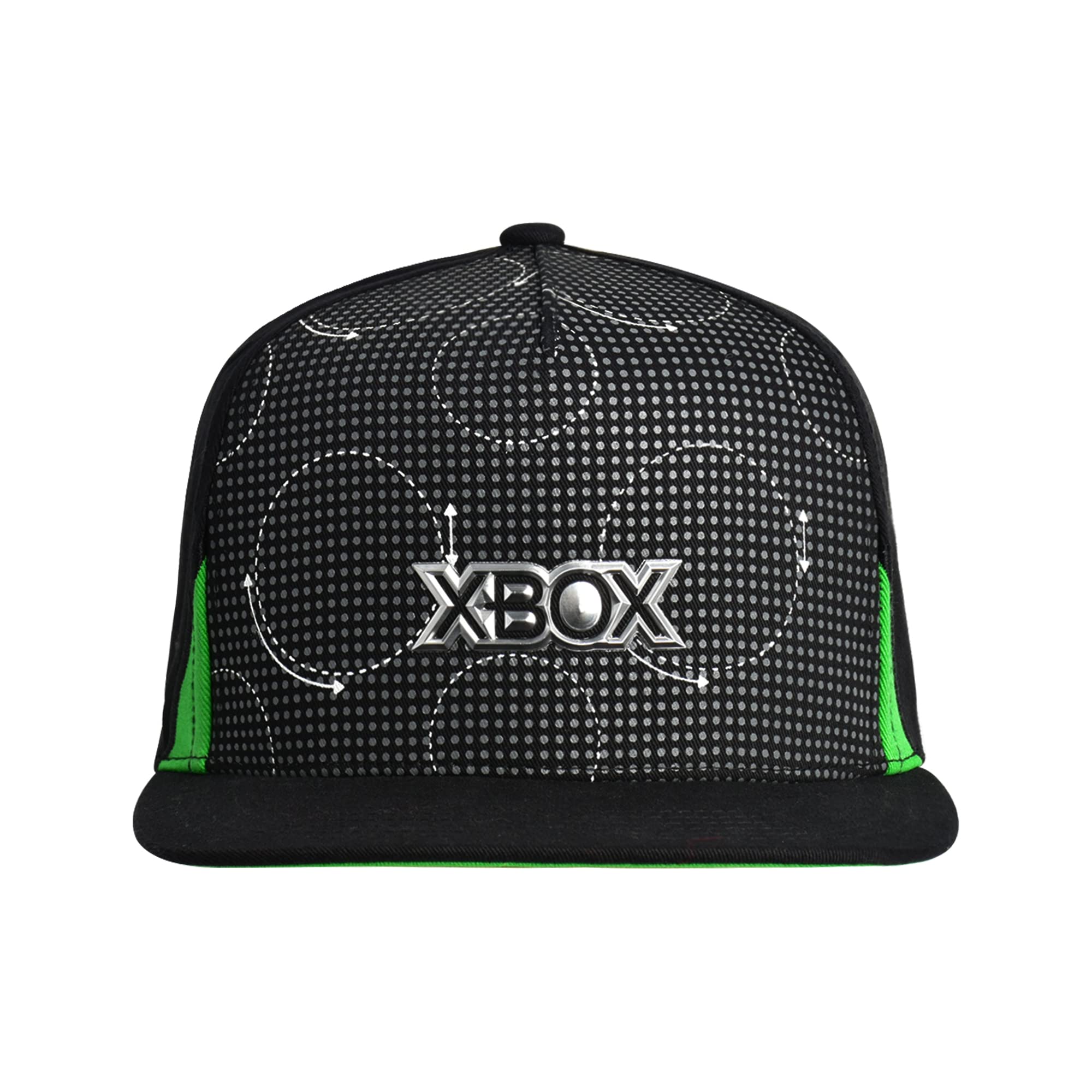 Microsoft Xbox Baseball Hat, Skater Adult Snapback Hat with Flat Brim, Baseball Cap, Black, One Size