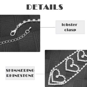 ELABEST Sparkly Rhinestone Necklace Silver Tie Gothic Diamond Choker Crystal Tennis Chain Wedding Bridal Bridesmaid Jewelry for Women (HEART)