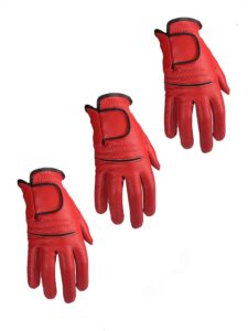 3 mens evergrip red cabretta golf glove (right handed glove for the left handed golfer) (4xl)