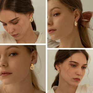 FIBO STEEL 8Pairs Gold Clip On Earrings for Women Chunky Clip on Hoop Earrings for Non Pierced Twist Knot Clip Earrings No Piercing Fake Earrings Set