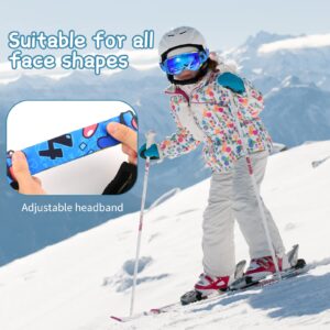 Kids Ski Goggles, OTG Kids Snow Goggles Anti Fog UV Protection Double Layer Lenses Snowboard Goggles, Helmet Compatible Goggles for Boys Girls Toddler Youth