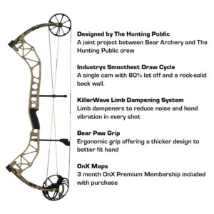 Bear Archery ADAPT Adult Compound Bow Package Designed by The Hunting Public, 70 lb. Draw Weight, Right Hand, Throwback Tan