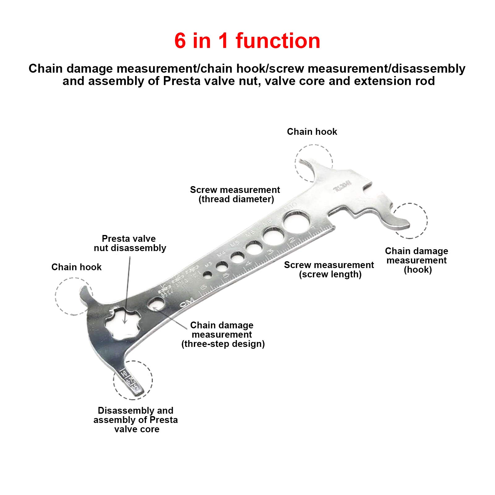 HERCHR Bike Bicycle Chain Wear Indicator, hains Gauge Checking Tool Mountain Road Bike MTB Chains Checker