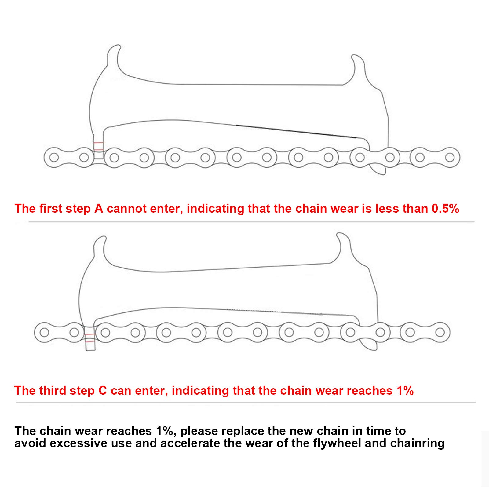 HERCHR Bike Bicycle Chain Wear Indicator, hains Gauge Checking Tool Mountain Road Bike MTB Chains Checker