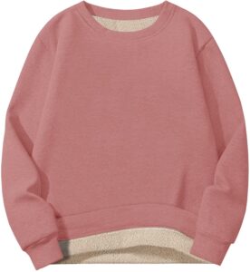 kefitevd mens fleece crewneck sweatshirt warm sherpa lined long sleeve underwear tops winter pullover for men grey pink