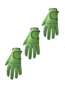 3 mens evergrip green cabretta golf glove (left handed glove for the right handed golfer) (small)