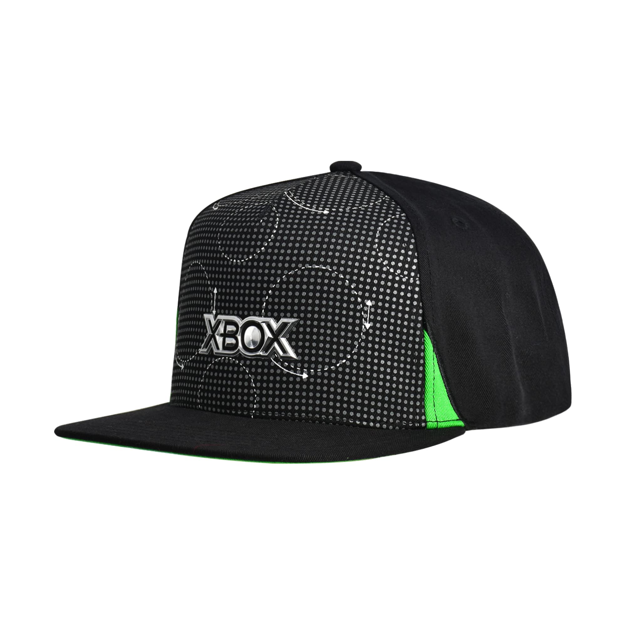 Microsoft Xbox Baseball Hat, Skater Adult Snapback Hat with Flat Brim, Baseball Cap, Black, One Size