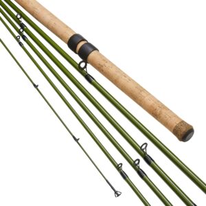 center pin float fishing rod 13 feet 6-10lbs 6 pieces carbon sections wooden cork handle lure weight 1/8-1/2oz centerpin fishing, brown