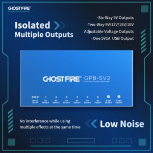 Ghost FIRE GP8-SV2 8-Output Pedal Power Supply+ 5V USB Output Fully Isolated Power Supply with Independent Short-Circuit Protection