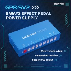 Ghost FIRE GP8-SV2 8-Output Pedal Power Supply+ 5V USB Output Fully Isolated Power Supply with Independent Short-Circuit Protection