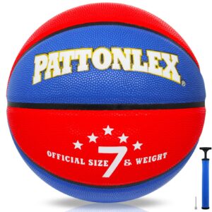 pattonlex basketball - official size 7 (29.5") - composite leather - indoor/outdoor ball for men(blue/red)