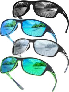 tskestvy 4 pairs polarized sunglasses for men women sports wrap around shades uv protection running fishing biking cycling