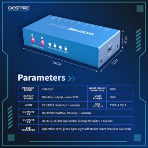 Ghost FIRE GP8-SV2 8-Output Pedal Power Supply+ 5V USB Output Fully Isolated Power Supply with Independent Short-Circuit Protection