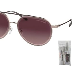 Michael Kors Antigua MK1041 Shiny Rose Gold/Cordovan Gradient 11088H 60MM Aviator Sunglasses for Women + BUNDLE With Designer iWear Eyewear Kit