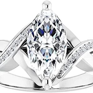 Moissanite World Antique Handmade Marquise Cut 2.00CT Moissanite Engagement Ring/Moissanite Wedding Ring/Moissanite Bridal Ring Set 925 Sterling Silver (8)