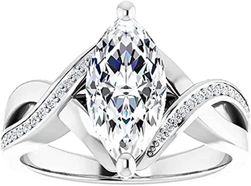 Moissanite World Antique Handmade Marquise Cut 2.00CT Moissanite Engagement Ring/Moissanite Wedding Ring/Moissanite Bridal Ring Set 925 Sterling Silver (8)