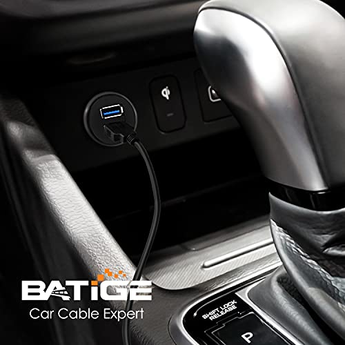 BATIGE 2 Ports Dual USB 3.0 Male to USB 3.0 Female AUX Flush Mount Car Mount Extension Cable for Car Truck Boat Motorcycle Dashboard Panel 1ft