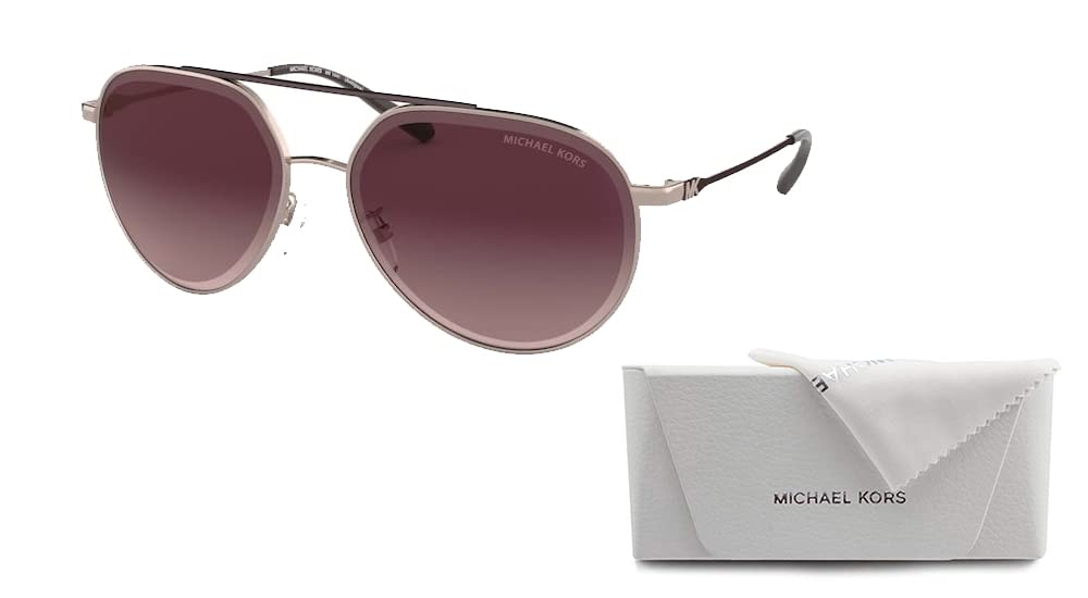 Michael Kors Antigua MK1041 Shiny Rose Gold/Cordovan Gradient 11088H 60MM Aviator Sunglasses for Women + BUNDLE With Designer iWear Eyewear Kit