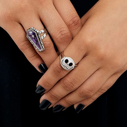 Disney The Nightmare Before Christmas Womens Ring Size 7 - Sterling Silver and Cubic Zirconia Jack Skellington Ring - The Nightmare Before Christmas Jewelry