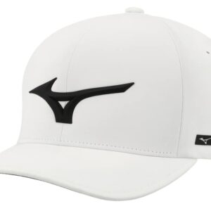 Mizuno Tour Delta Fitted Hat| Unisex Adult Cap | White-Black | L-XL