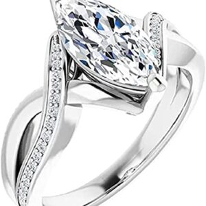 Moissanite World Antique Handmade Marquise Cut 2.00CT Moissanite Engagement Ring/Moissanite Wedding Ring/Moissanite Bridal Ring Set 925 Sterling Silver (8)