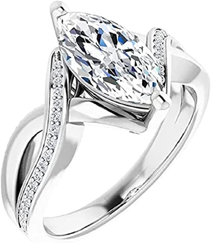 Moissanite World Antique Handmade Marquise Cut 2.00CT Moissanite Engagement Ring/Moissanite Wedding Ring/Moissanite Bridal Ring Set 925 Sterling Silver (8)