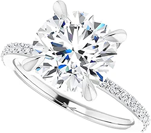 Moissanite World Handmade Round Cut 3.00 CT Moissanite Engagement Ring/Moissanite Wedding Ring/Moissanite Bridal Ring Set 925 Sterling Silver Perfact for Gift Or As You Want (5)