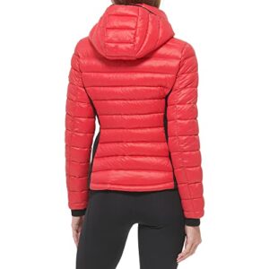 Calvin Klein Women's Water Resistant Casual Lightweight Scuba Side Panels Jacket, Mandarin Red, Large