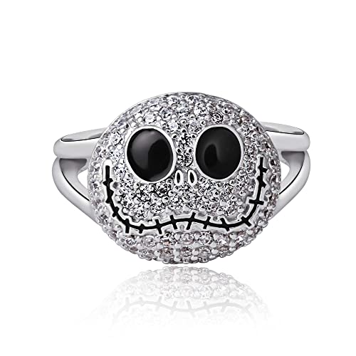 Disney The Nightmare Before Christmas Womens Ring Size 7 - Sterling Silver and Cubic Zirconia Jack Skellington Ring - The Nightmare Before Christmas Jewelry