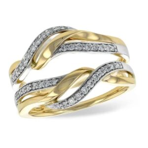 0.50Ct Round Cut Created Cubic Zirconia 14K Two Tone Gold Plated Wedding Enhancer Wrap Band Ring, Engagement Enhancer Guard Ring 925 Sterling Silver For Women's