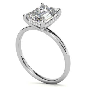 10K Solid White Gold Handmade Engagement Rings, 3 CT Emerald Cut Moissanite Diamond Solitaire Wedding/Bridal Ring for Women/Her, Minimalist Ring Anniversary Ring Gifts (8.5)