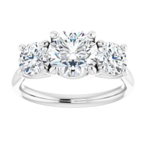 moissanite ring 10k solid white gold handmade engagement ring 1.50 ct round cut moissanite diamond three stone wedding/bridal rings for women/her proposes rings by rivaan jewel (8.5)