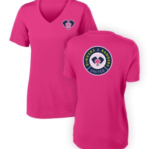 Dinkers & Bangers - Pink United - Women's Pickleball Performance T-Shirt - 2 Sided - Berry - L