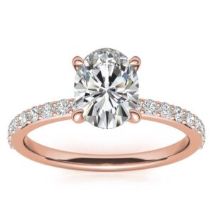 10K Solid Rose Gold Handmade Engagement Ring 3 CT Oval Cut Moissanite Diamond Solitaire Wedding/Bridal Ring for Womens/Her Propose Ring Set (5)