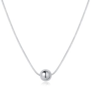 CHIRENMA 925 Sterling Silver Ball Bead Pendant Necklaces for Women, Silver Ball Necklaces for Women Mom Birthday (style 3)