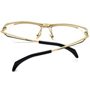 FONEX 180° Flip Titanium Glasses Frame for Men,Square Eyewear Optical Eyeglasses F8043 (F8044 Gold)