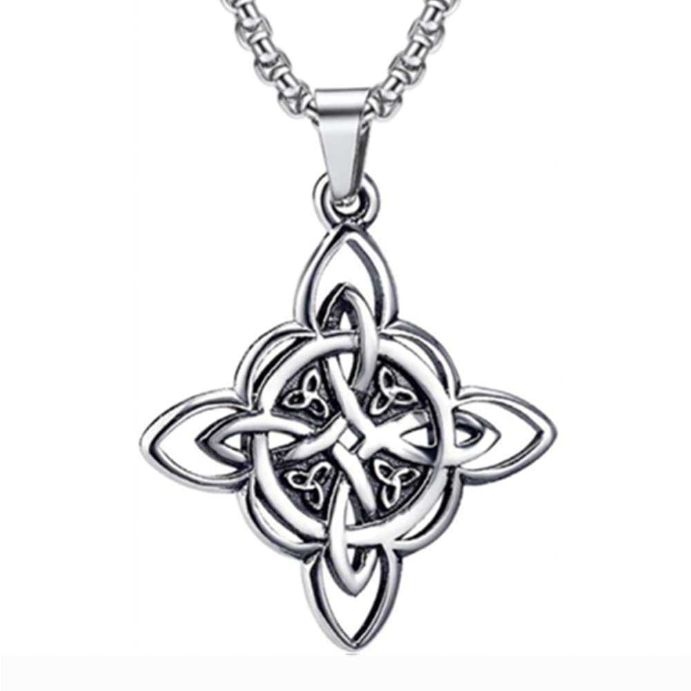 NIGHTCRUZ Witches Knot Necklace, Celtic Knot Pendant with Triquetra Trinity