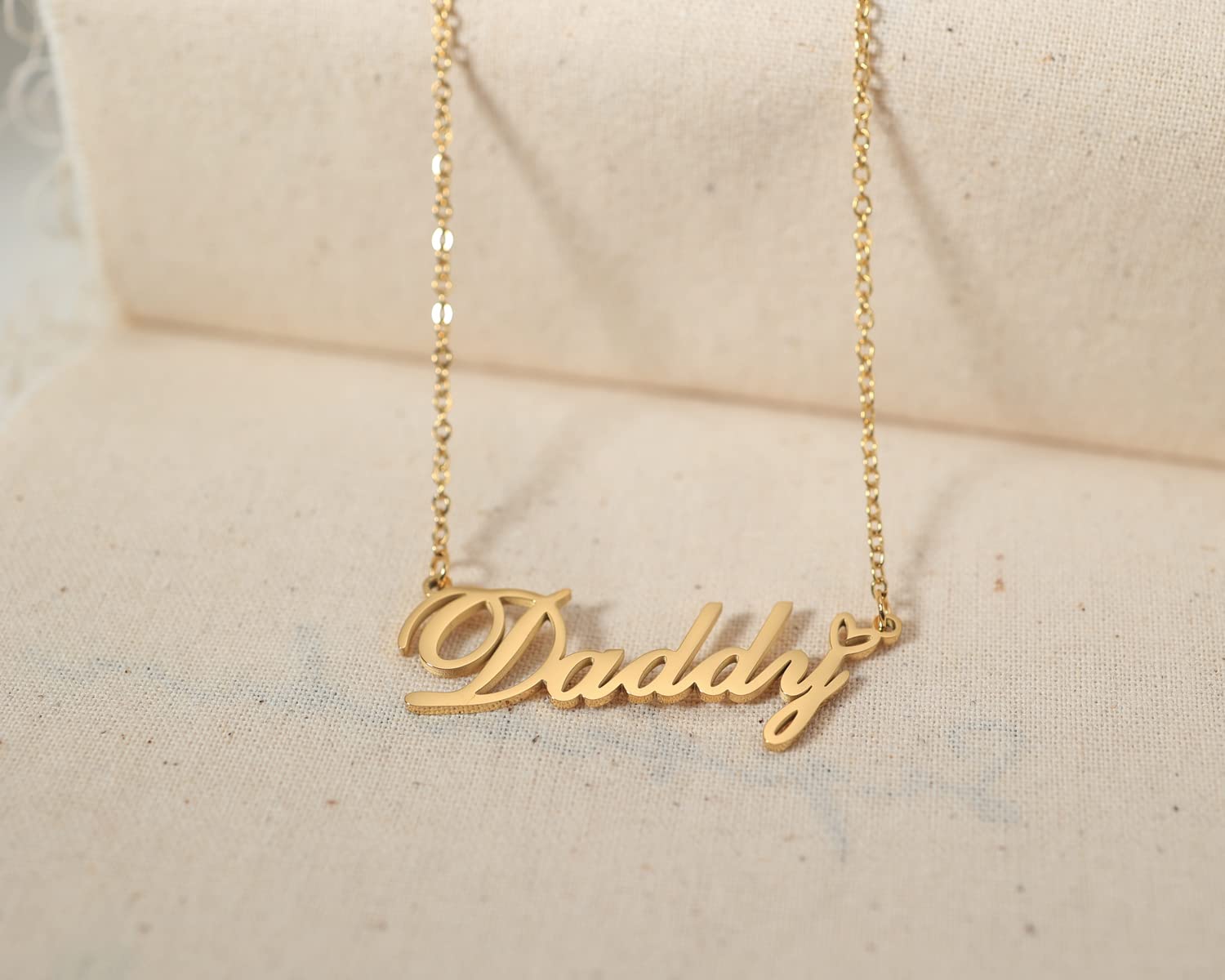 Isabel Personalized Name Necklaces 18K Gold Plated Cute Love Heart Name Pendant for Womens