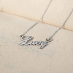 Isabel Personalized Name Necklaces 18K Gold Plated Cute Love Heart Name Pendant for Womens