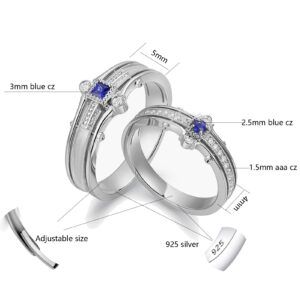 Ringcrown Matching Rings Couple Rings 0.5CT CZ 925 Sterling Silver Wedding Ring Sets for Women