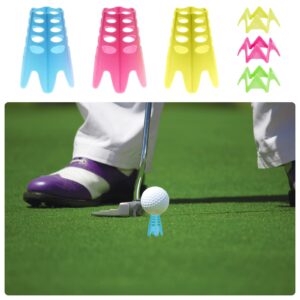 Golf Simulator Tees, 18 Pcs Indoor Golf Tees Golf Mat Tees Plastic Golf Tees Practice Golf Tees Perfect for Turf and Driving Range Winter Golf Tees, Tall + Short (Yellow, Green and Pink)