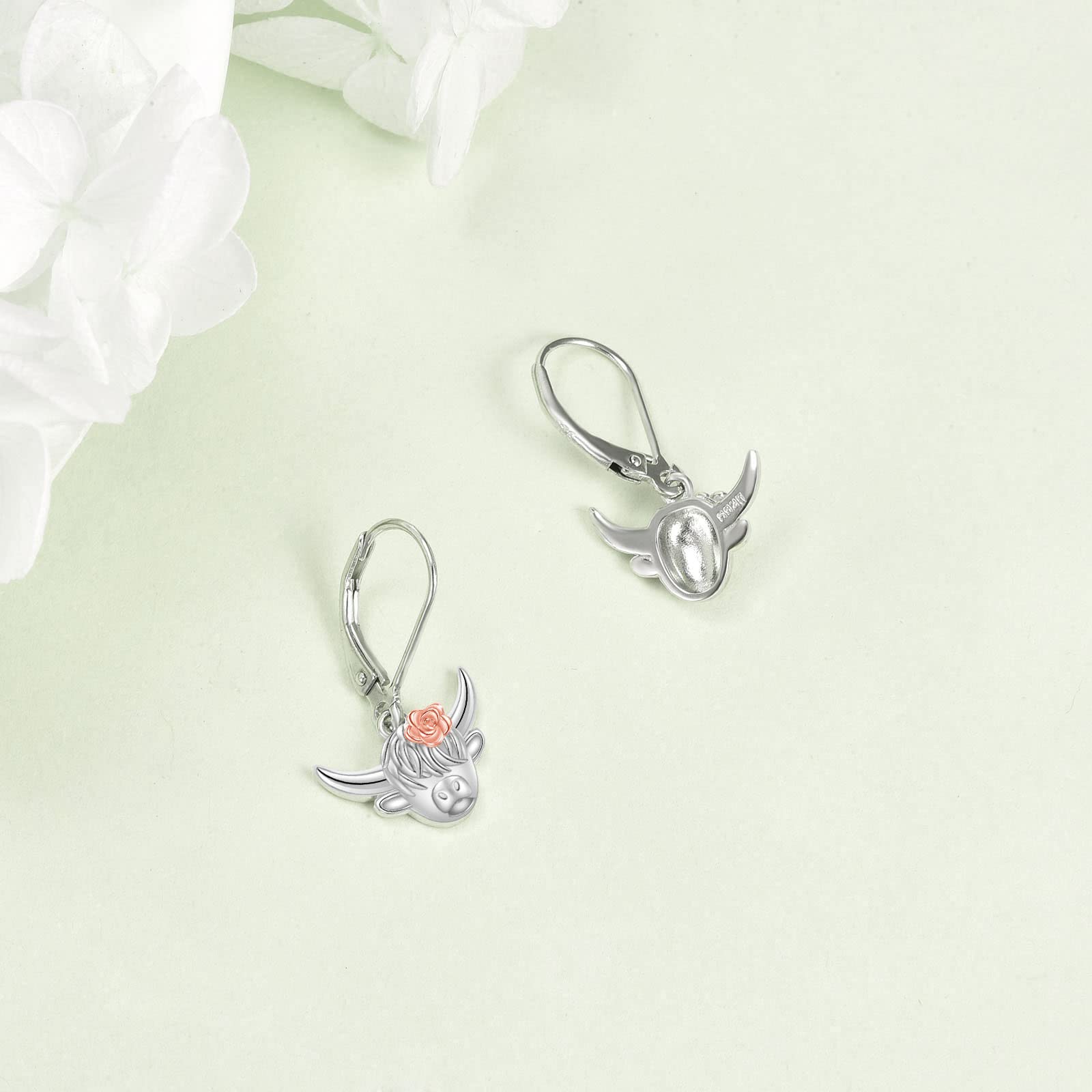 Highland Cow Dangle Earrings Sterling Silver Highland Cow Drop Earrings Gifts Women