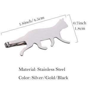 STJARNA Cat Tie Clip Set Stainless Steel Silver Gold Black Tie Bar for Men Unique Gift Box