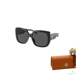 Tory Burch TY7112UM 17098G 57MM Black/Solid Grey Square Sunglasses for Women + BUNDLE With Designer iWear Eyewear Kit