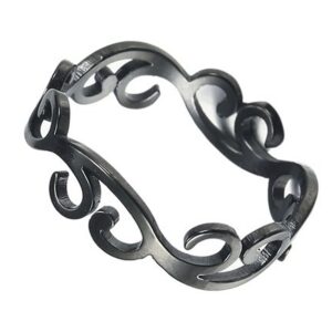 Boho Art Nouveau Ring Womens Black Stainless Steel Filigree Bohemian Band Sizes 5-9 (9)