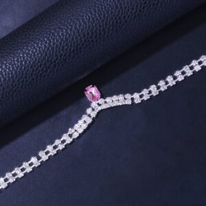 Nipple Ring Chain Rhinestone Bra Body Chain Non Piercing Nipple Jewelry Nipple Sex Accessories for Rave Party Women, Pink, one size