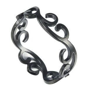 Boho Art Nouveau Ring Womens Black Stainless Steel Filigree Bohemian Band Sizes 5-9 (9)