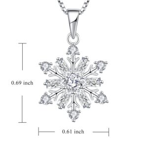 STARCHENIE White Snowflake Necklace 925 Sterling Silver Snowflake Pendant Jewelry Gift for Women