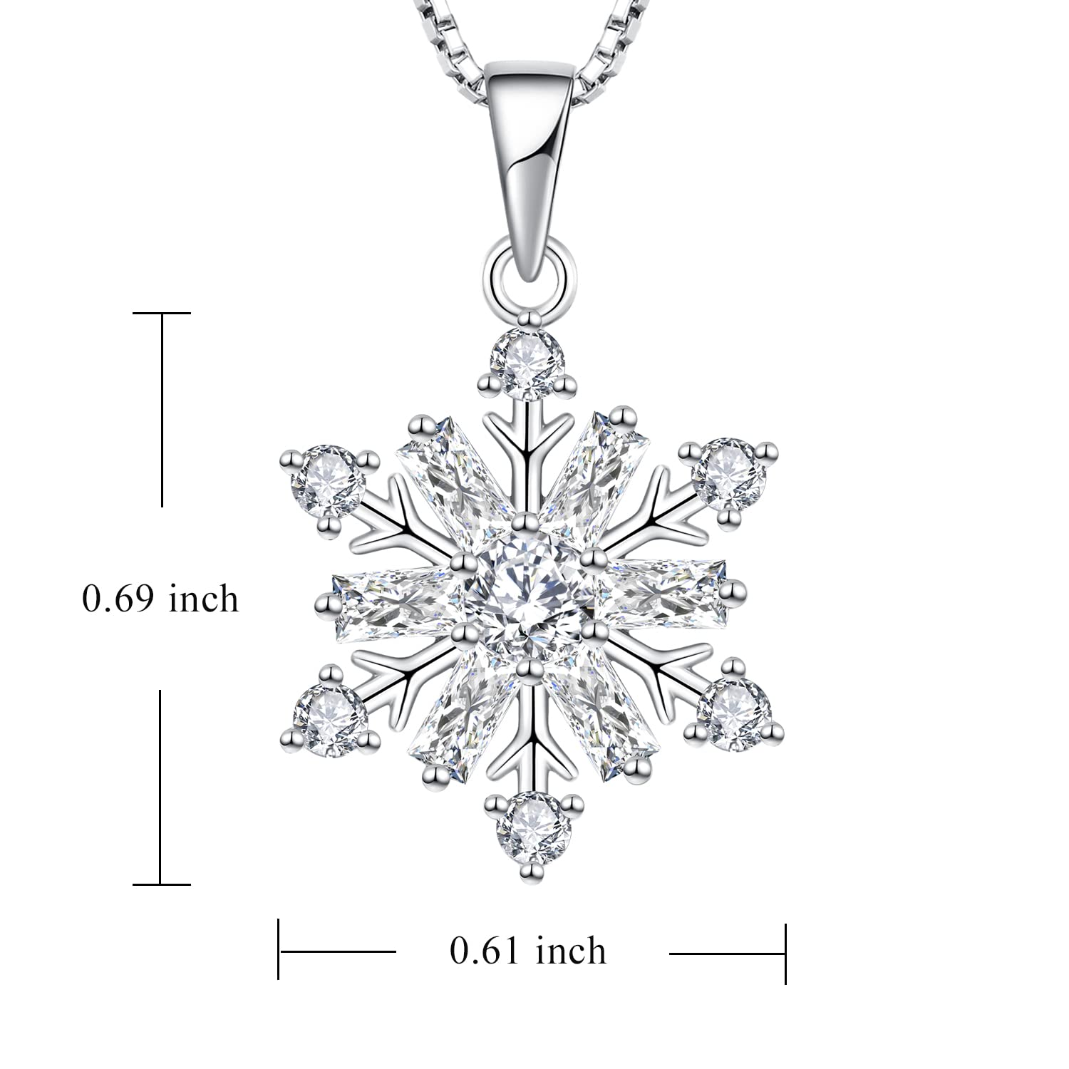 STARCHENIE White Snowflake Necklace 925 Sterling Silver Snowflake Pendant Jewelry Gift for Women